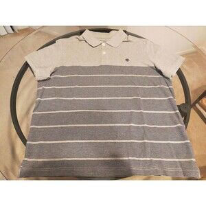 Timberland Lined Striped Gray Polo Shirt 100% Cotton Size XL